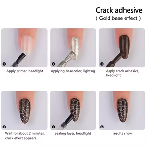 7.5ml Coloré Craquelé UV Gel Base Coat Top Coat <span class=keywords><strong>Vernis</strong></span> À Ongles Séchage À L'air <span class=keywords><strong>Vernis</strong></span> À Ongles Hybride Craquelé Manucure Acrylique Art UV Gel - Product Image 4