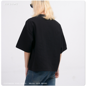 เสื้อยืดผู้ชายคุณภาพสูง หนานุ่ม สไตล์วินเทจ ล้างสีแบบแอซิดวอช ทรงโอเวอร์ไซส์ แบบครอป ตัดเย็บพิเศษ พิมพ์ลาย - Product Image 3