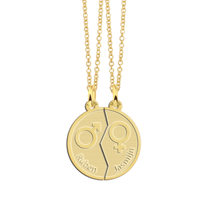 Collane per Coppie in Acciaio Inossidabile Placcato Oro 14K, Set di Ciondoli Personalizzabili <span class=keywords><strong>con</strong></span> Simbolo Maschile e Femminile - Product Image 1