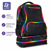 Sac à dos de gymnastique personnalisé pour femmes avec logo, nom personnalisé, strass, bleu royal scintillant, sac de danse pour filles, entraînement d'équipe