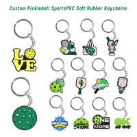 Porte-clés personnalisés en PVC et caoutchouc sur le thème du pickleball, avec motifs de raquettes et textes amusants, breloques pour sacs à dos de fans de sport, pour souvenirs de tournois décontractés