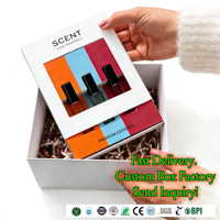 Caja de Muestras de Perfume con Ventana Deslizante para 3 Mini Frascos de Fragancia, Caja Extraíble Impresa Personalizada, Venta al por Mayor OEM