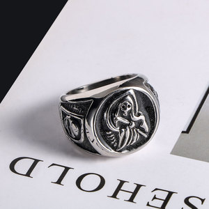 Retro Skull <b>Ring</b> Men's <b>Titanium</b> Steel Shield Design Fashion Jewelry SA754 - Product Image 4