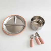 Vaisselle pour bébé de qualité supérieure sans BPA, de qualité alimentaire, boîte cadeau, assiette à ventouse pour enfant, bol avec cuillère, ensemble de 3 pièces