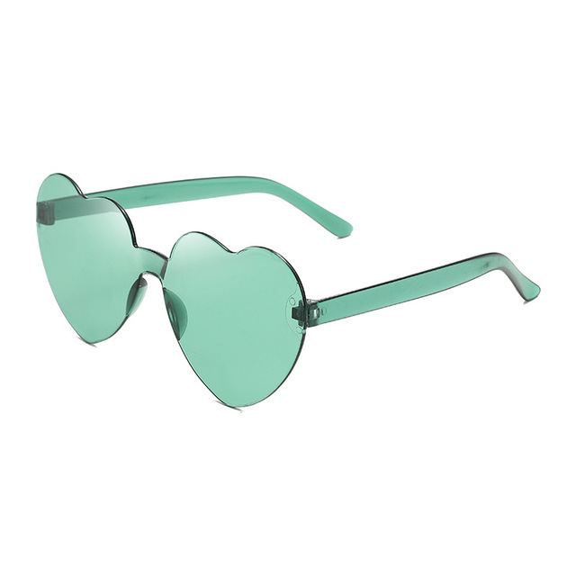 2024 Heart-Shaped Sunglasses Rimless Fashion Glasses in Blue Black White Gold Red Yellow Silver PC Frame Material
