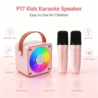 Machine de karaoké pour enfants P17, portable, sans fil, avec deux microphones, lumière RGB, pour fêtes à domicile, chant, cadeau, mini-enceinte