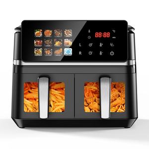 <span class=keywords><strong>Friteuse</strong></span> à air <span class=keywords><strong>double</strong></span>, grande capacité 8L, <span class=keywords><strong>double</strong></span> compartiment, multifonctionnelle, <span class=keywords><strong>double</strong></span> baril, acier inoxydable, PP, 2000W, tactile - Product Image 3