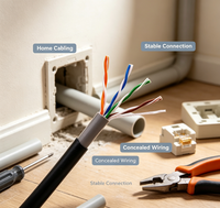 Kabel Ethernet UTP Cat6a Cat 5e Konduktor Tembaga Murni Berisolasi PVC Kabel Jaringan Dalam Ruangan