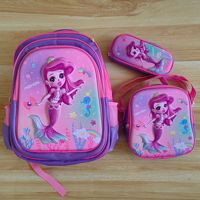 Ensemble de 3 sacs d'école 3D pour enfants, motif dessin animé, doublure en nylon, fermeture éclair, léger, protection thermique de la colonne vertébrale, pour élèves du primaire
