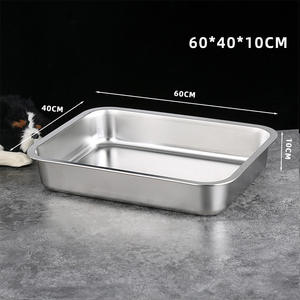 Kant-en-klare geïntegreerde kattenbak van roestvrij staal, anti-stoot, reinigingsvriendelijk, huisdierbenodigdheden, plastic binnenruimte, open kattentoilet - Product Image 5