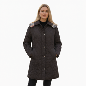 Manteau matelassé noir pour femme Vetre, 95 cm, col à carreaux, tailles 44-58, imperméable, vêtements d'extérieur, usage quotidien, fabriqué en Turquie, vente en gros - Product Image 3