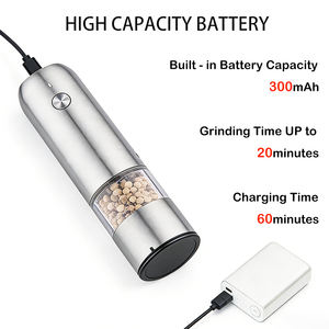 Juego Minimalista <span class=keywords><strong>de</strong></span> Molinillos Eléctricos <span class=keywords><strong>de</strong></span> Sal y <span class=keywords><strong>Pimienta</strong></span>, Portátiles, <span class=keywords><strong>de</strong></span> Acero Inoxidable Refinado, con Elegante Soporte <span class=keywords><strong>de</strong></span> Madera - Product Image 3