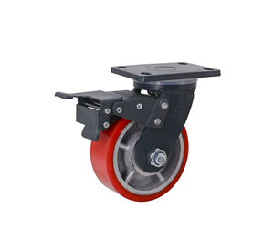 <span class=keywords><strong>Roue</strong></span> pivotante industrielle robuste en fonte avec plateau supérieur en PU pour déplacement de machines, roulettes de 6 pouces, <span class=keywords><strong>roue</strong></span> pivotante de 150 mm - Product Image 4