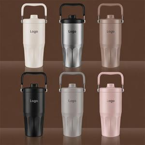 800ml Stainless Steel Tumbler Vacuum Insulated <b>With</b> <b>Handle</b> Dual Drinking Travel <b>Mug</b> Minimalist Design - Product Image 2