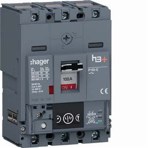 HES100NC ปรับแต่งได้ตามความต้องการด้วยเบรกเกอร์แบบหล่อขึ้นรูป Hagers รุ่น h3+ P160 LSIG Energy 3P 70kA 100A - Product Image 1
