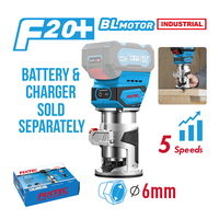 Routeur sans fil FIXTEC 20V, outil électrique sans balais, sur batterie, avec poignée, machine à fraiser 6MM (1/4")