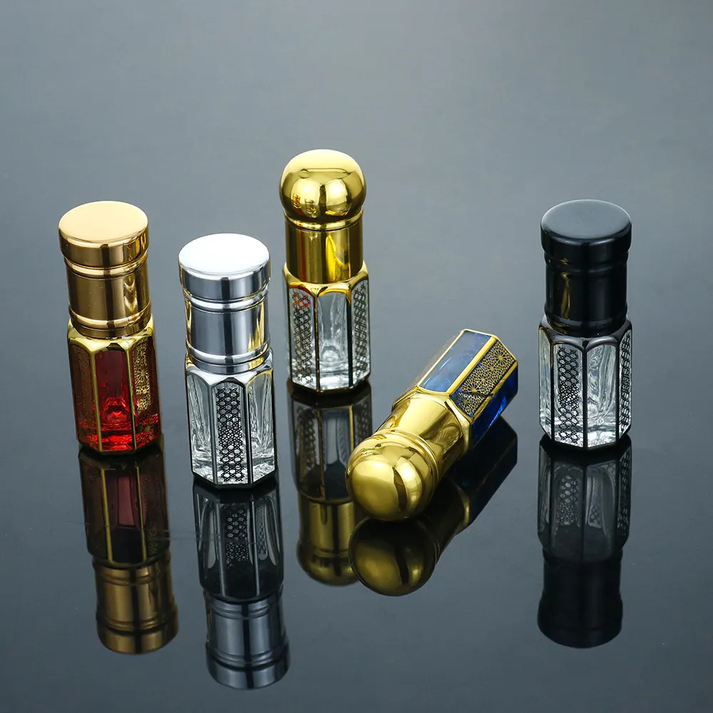 Benutzer definierte Luxus Arabian 3ml 6ml 12ml Fancy Parfüm flasche Leere Oud Attar Öl flasche mit Glasstab ätherische Öl rolle Flasche