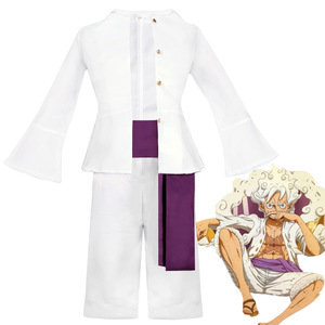 Disfraz de Luffy, pantalones blancos con cinturón morado, traje de anime para hombres adultos - Product Image 1