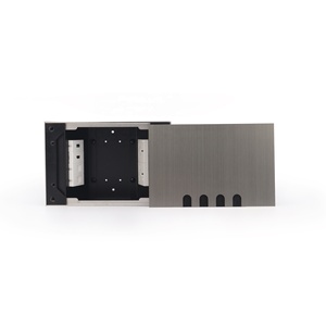 Caja de Piso con Ranuras en U y Cepillo, Marco de Acero Inoxidable Cepillado y Puertos de Alimentación Dobles - Product Image 3