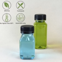 Bouteilles Carrées en Plastique Transparent Personnalisées de 100 ml, 250 ml, 500 ml, 12 oz, 16 oz, avec Bouchon, pour Entreprises de Jus
