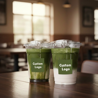 Gobelets en plastique PET transparents personnalisables avec couvercles pour matcha latte, café glacé à emporter, 12oz, 14oz, 16oz, 18oz, 20oz, 24oz