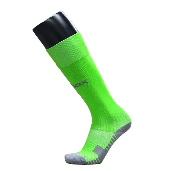 Green Custom Color Soccer Socks Non Slip Football Socks Men Customer Logo Custom Designs Spandex / Nylon Ankle High Casual