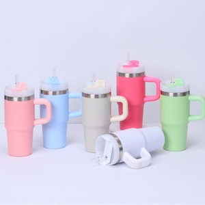 Gobelet isotherme en acier inoxydable à double paroi, écologique, moderne, avec poignée et paille, logo personnalisé, performance thermique de 6 à 12 heures pour - Product Image 3