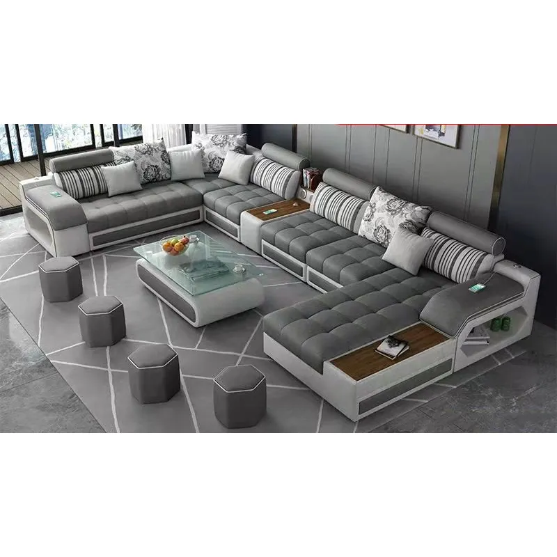 New fabric sofa modern and minimalist living room combination latex sponge living room function combination sofa
