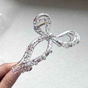 Pince à cheveux transparente en acétate brillant de style coréen pour femmes, pince à cheveux scintillante pour cheveux épais, accessoires personnalisés - Product Image 5
