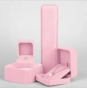 럭셔리 벨벳 세트 상자 귀걸이 팔찌 반지 목걸이 선물 상자 케이스 디스플레이 핑크 보석 상자