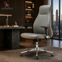 Chaise de bureau ergonomique à dossier moyen avec accoudoirs réglables, pivotante, avec support lombaire et base en acier pour le bureau à domicile