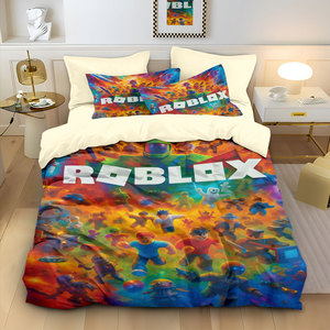 Juego de Ropa de Cama de 3 Piezas con Diseño de Dibujos Animados de <span class=keywords><strong>Roblox</strong></span>, Funda de Edredón con Estampado Digital 3D y Fundas de Almohada, Imagen Personalizada Disponible, Textil <span class=keywords><strong>para</strong></span> el Hogar - Product Image 3