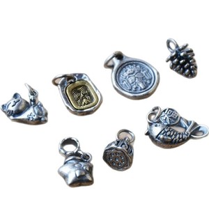 Breloques en argent tibétain, chat porte-bonheur, cône de pin, forme animale, pendentif DIY, bijoux, cadeau, accessoire unisexe, origine Jinhua Z064 - Product Image 5