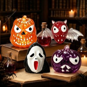 En stock : Jouet anti-stress à presser en forme de tête de citrouille fantôme d'Halloween, rempli de maltose, pour la vente au détail en magasin - Product Image 3