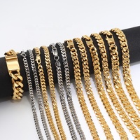 Chaîne cubaine en acier inoxydable plaqué or 18 carats avec zircon, inaltérable, style hip-hop, pour homme, cadeau de mariage, bijoux en gros