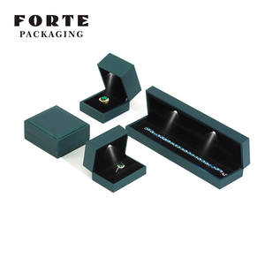 FORTE Ear Stud Pendant Set Faux Pu Leather Luxury Jewelry <b>Box</b> With <b>Led</b> <b>Light</b> - Product Image 4