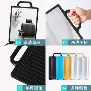 Double Sided Folding Makeup <b>Mirror</b> <b>Square</b> Portable Hair Salon Styling <b>Mirror</b> With Handle Silver Gold Blue Black Colors - Product Image 2
