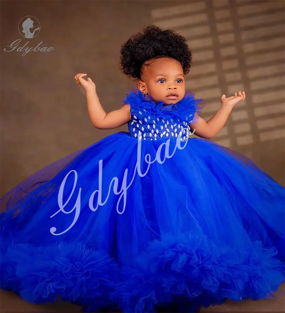 Royal Blue Dress Girls Princess Party Wedding