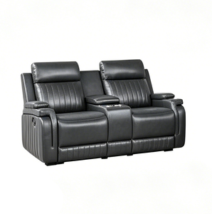 Sofá Seccional Modular Europeo Cuadrado Reclinable de Lujo y Confortable con Mesa Abatible y Consola de Almacenamiento - Product Image 1