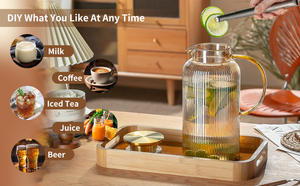 เหยือกน้ำแก้<span class=keywords><strong>ว</strong></span>ลายแนวตั้งขนาด100ออนซ์/3ลิตรเหยือกน้ำแก้<span class=keywords><strong>ว</strong></span>สำหรับชงเย็นกาแฟน้ำมะนาวเครื่องดื่มชาดอกแดดเย็น - Product Image 3