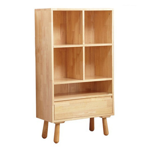 Nordic Style Solid Wood Bookshelf With <b>Drawers</b> Living Room <b>Storage</b> Shelf Rectangle Standing Type Eco Friendly Organization - Product Image 4