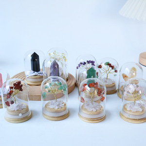 Offre Spéciale : Arbre porte-bonheur en cristal naturel avec couvercle en verre, pierre précieuse de guérison faite à la main pour bureau - Product Image 3