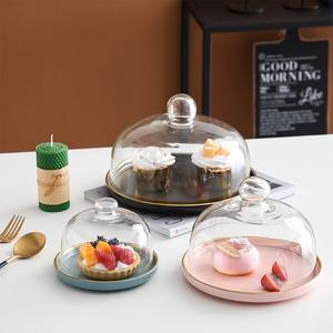 Support à gâteau en céramique écologique de 10 pouces avec dôme et couvercle en <span class=keywords><strong>verre</strong></span> <span class=keywords><strong>Plateau</strong></span> de service à dessert multifonctionnel avec couvercle - Product Image 2