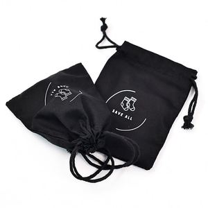 Sac à cordon personnalisé en toile de coton et lin noir avec logo imprimé pour l'emballage de sacs à main, chapeaux, casquettes, chaussures, pochette anti-poussière - Product Image 3