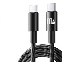 Kabel USB 100W Tipe-C ke C Pengisian Cepat untuk Ponsel dan Laptop dengan Chip E-Mark, Bahan Kabel Anyaman Nilon, Konektor