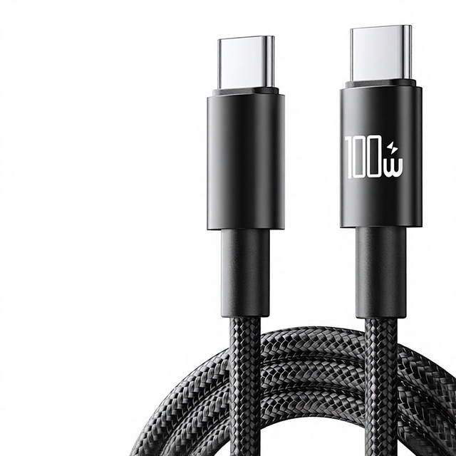 100W USB Cable Type-C to C Fast-Charging Phone and Laptop Data Cables with E-Mark Chip Nylon Braided Weaving Material Connector