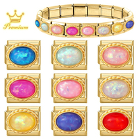 Bracelet à breloques italien en strass, acier inoxydable, modules multicolores, accessoire de bijoux créatif à assembler soi-même