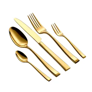 Thick Curved Handle Stainless Steel Flatware Wedding High Quality Luxury Cutlery Sets