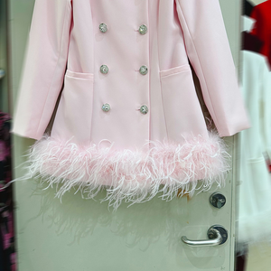 LS2722 Nouvelle mode de <span class=keywords><strong>robe</strong></span> formelle élégante avec bouton Party Club Robes à manches longues Mini Plumes pour femmes - Product Image 6