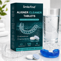 Comprimés dentaires effervescents Smile Find à la menthe pour le nettoyage des appareils de rétention, des aligneurs et des prothèses dentaires, éliminent 99,9 % des bactéries buccales